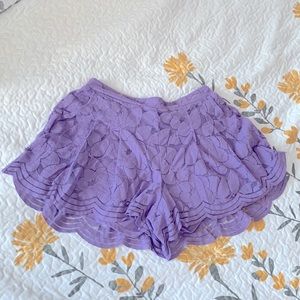 TORRID PURPLE FLORAL LACE SHORT 00